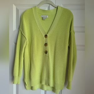 Rachel Zoe Chartreuse V-neck Sweater Size  XS